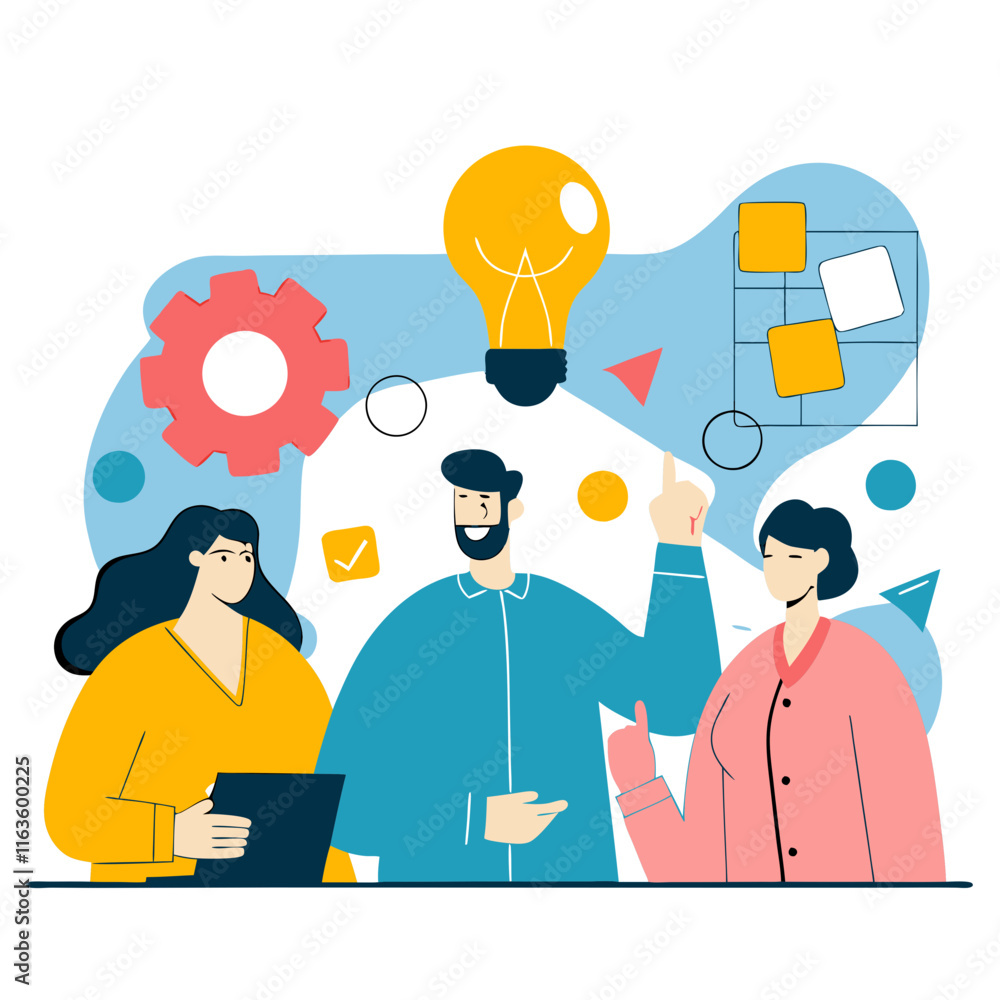 Poster ai-driven team collaboration for brainstorming ideas in a creative workspace environment