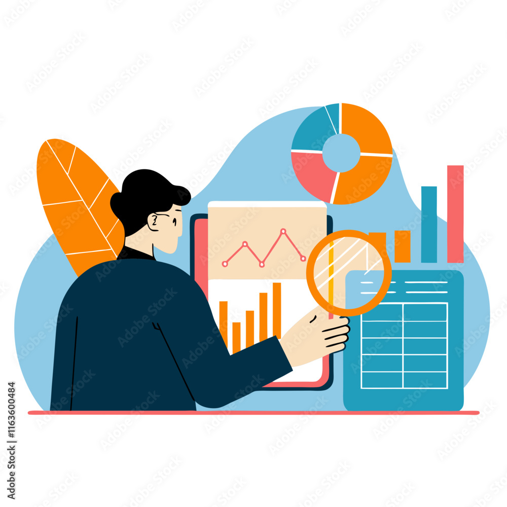 Poster ai-generated insights businessperson analyzing data on a table office environment analytical perspec
