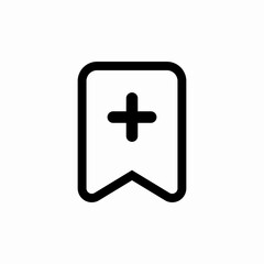 Add bookmark save plus icon vector sign
