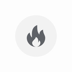 Grey flame fire danger icon vector sign
