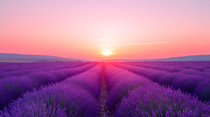 Obraz premium A beautiful dusk scene with an orange and lavender sky, transitioning into a pink gradient, set against a farm horizon, perfect for a wallpaper.