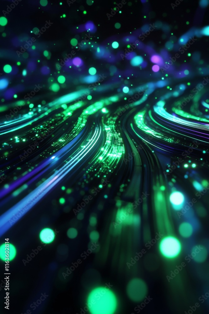Aufkleber vibrant abstract technology background with flowing lines and glowing particles, perfect for digital