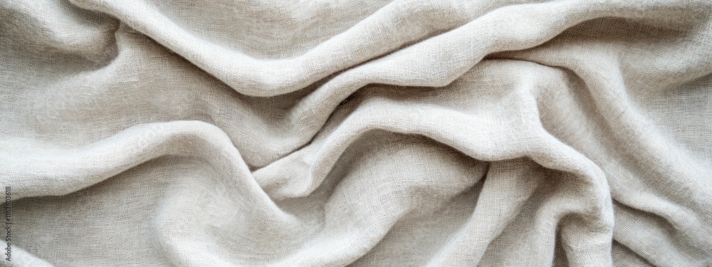 Poster beige fabric texture with soft waves and folds.