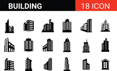 Building icon vector set, apartment illustration Logo, Editable stroke. Vector illustration