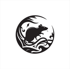 Extensive collection of graphic illustrations featuring realistic black silhouettes of rats, isolated on a white background.