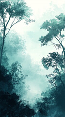Fototapeta premium Dense forest with minimal details and soft light