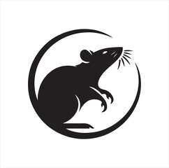 Extensive collection of graphic illustrations featuring realistic black silhouettes of rats, isolated on a white background.