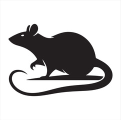 Extensive collection of graphic illustrations featuring realistic black silhouettes of rats, isolated on a white background.