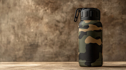 Durable outdoor hydration bottle with camouflage pattern design