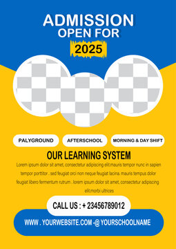 kids school admission flyer template. Flyer brochure cover template for Kids back to school education admission layout design. Creative and modern kids admission education poster, brochure layout