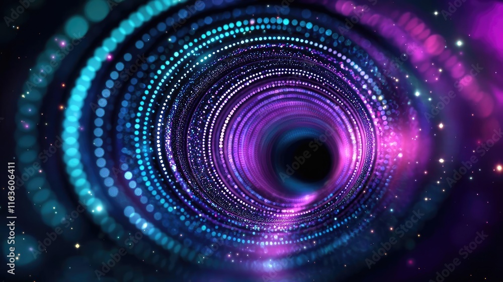 Poster mystical serene idea. a mesmerizing digital vortex of vibrant colors and glowing particles.