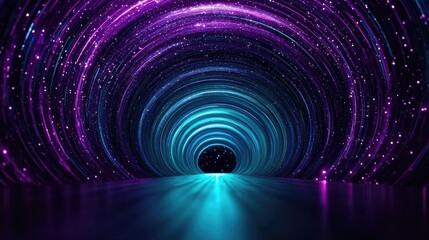Obraz premium Mystical serene idea. A vibrant tunnel of light showcasing purple and blue cosmic patterns.