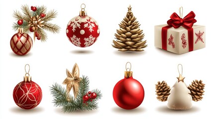 3D Christmas icons representing festive greetings. Vector graphic in EPS 10 format.