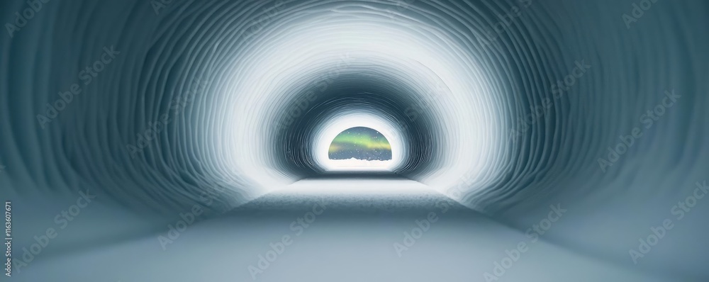 Poster mystical serene idea. an abstract representation of light at the end of a tunnel, symbolizing hope a