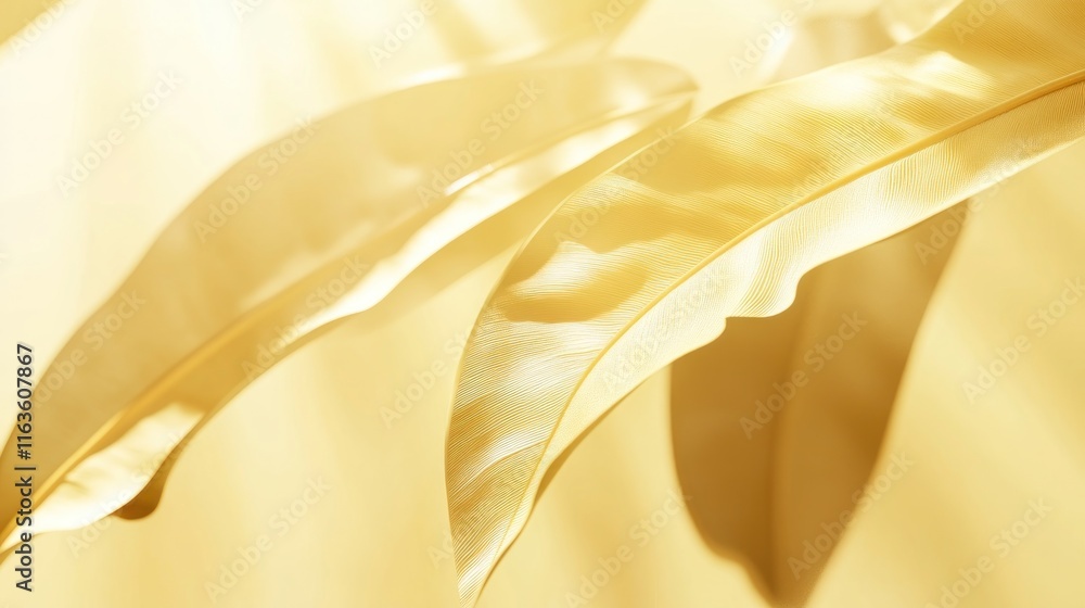 Aufkleber golden leaves backlit by sunlight, creating a warm, soft glow and subtle shadows.