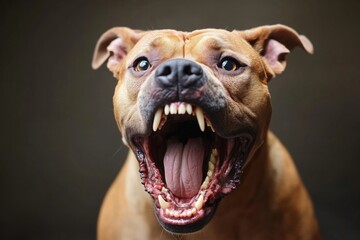 portrait aggressive barking dog close-up