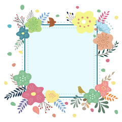 北欧風の花のイラストを使ったフレーム