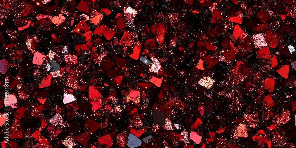 Poster vibrant red glimmering texture with sparkling elements in seamless repeat pattern