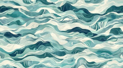 Fototapeta premium Abstract Teal Ocean Waves: A Serene Seascape