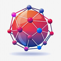 Flat Icon Blockchain Sphere Showing Molecules Connected in a Technological Visual Representation for Digital Marketing