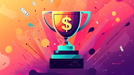  Trophy with Dollar Sign Representing Investment Success and Achievement