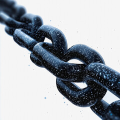 Black Blockchain Chain on White Background Symbolizing Security and Technology in Digital Economy Growth