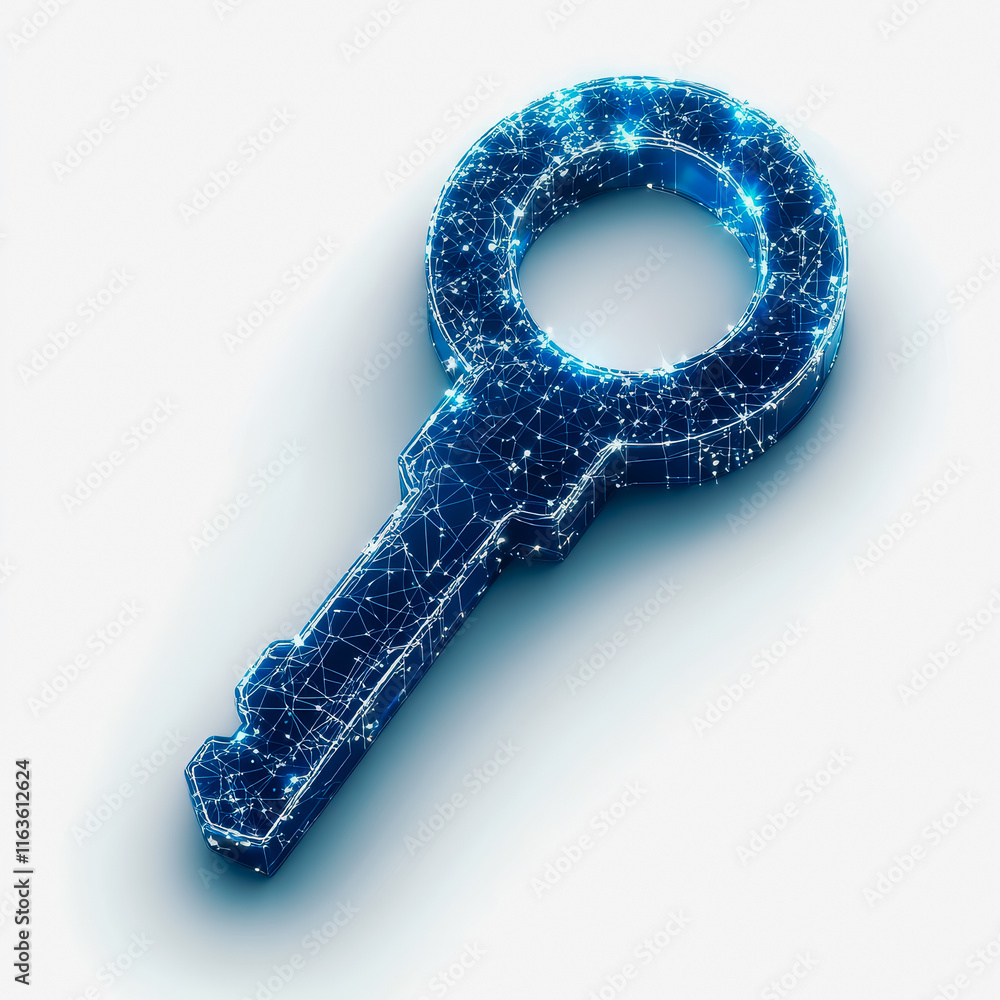 Aufkleber blockchain digital key with blue wire pattern symbolizing security and innovation in modern technolo