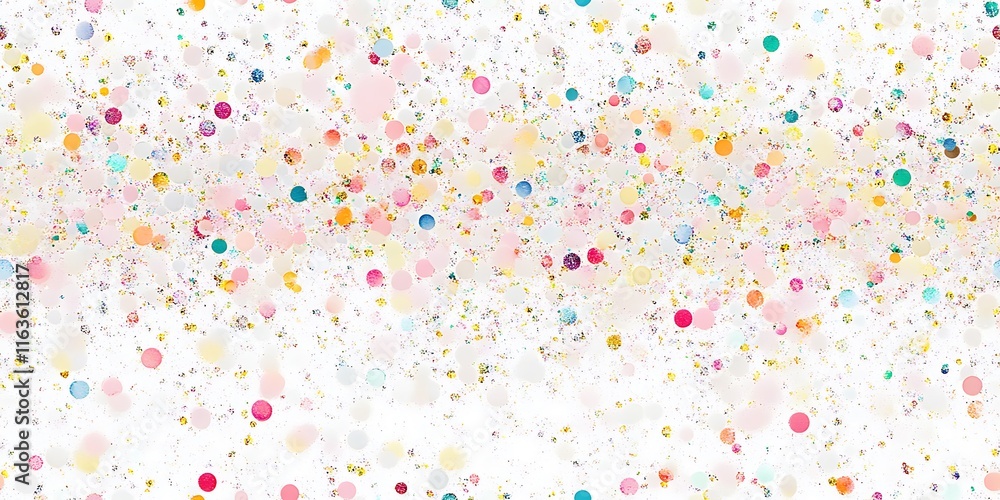 Poster colorful seamless repeat pattern with playful dots and speckles across a bright background