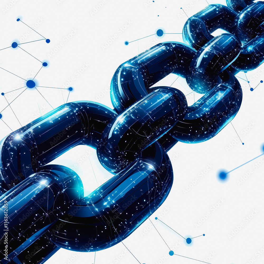 Aufkleber blockchain technology concept with a chain link representing security and innovation in digital fina