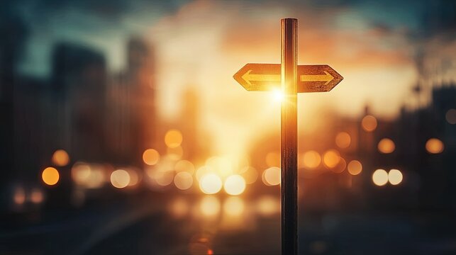 Navigating Financial Uncertainty, crossroads sign symbolizing market trends and decision-making challenges in turbulent economic times