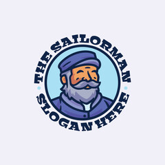 Boat charter captain sailor logo mascot cartoon character vector illustration