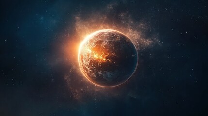 Futuristic spacecraft docking near a luminous planet, showcasing advanced technology and interstellar exploration.