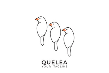 Red billed quelea bird logo design, quelea silhouette logo