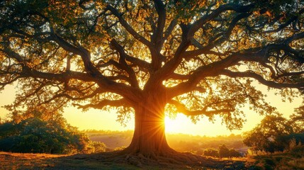 Majestic Tree Silhouette at Sunset