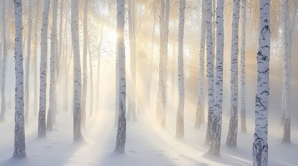 Ethereal Winter Forest with Soft Light