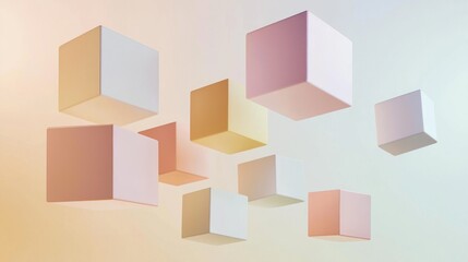 Fototapeta premium Pastel Cubes Floating in a Dreamlike Space