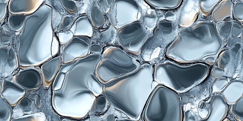 Unique seamless repeat pattern with glossy, fluid-like texture and smooth stones