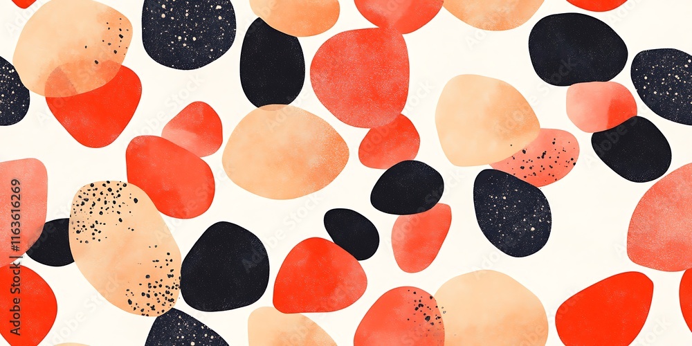 Poster colorful seamless pattern of abstract shapes in varied sizes and colors