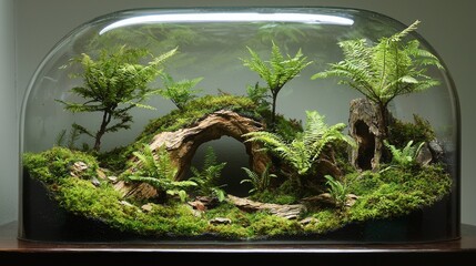 Miniature Woodland Terrarium with Lush Greenery