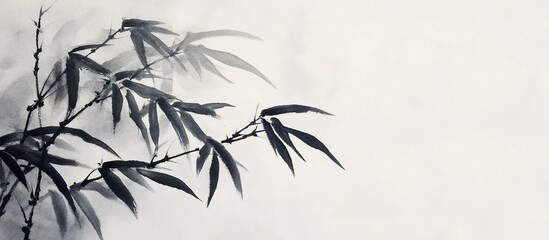Ink wash painting of bamboo branches.