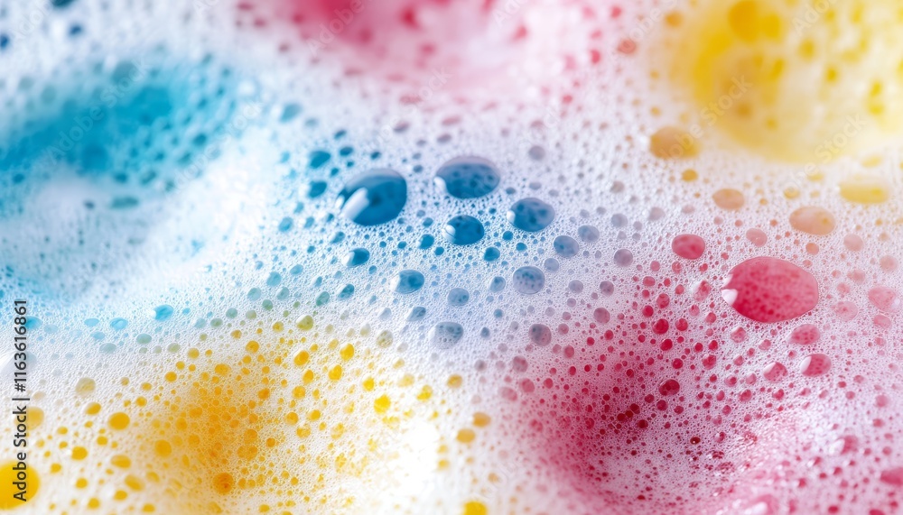 Poster vivid colorful soapy sponge texture a macro close up of bubbles and foam, abstract background