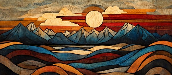 Colorful Mountain Landscape at Sunrise.