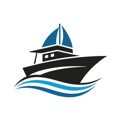 modern minimal creative ship boat logo icon vector art design