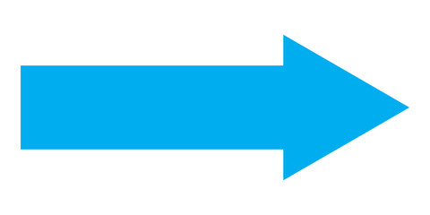 Fototapeta premium Long blue flat design arrow pointing right icon vector illustration. Straight blue arrow - Long blue arrow indication sign. Blue long arrow to the right . Long arrow. Blue arrow pointing right. 