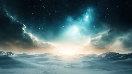 Majestic Dunes Under Starry Sky, expansive sandy desert, towering dunes illuminated by ethereal glow, enchanting night landscape