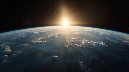 Astronaut Floating Above Earth, breathtaking view of the blue planet, vibrant colors, vastness of space surrounding, awe-inspiring perspective