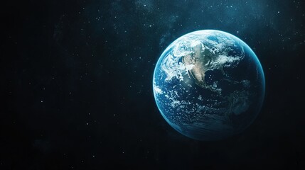 Fototapeta premium Astronaut Floating Above Earth, breathtaking view of the blue planet, vibrant colors, vastness of space, serenity and wonder