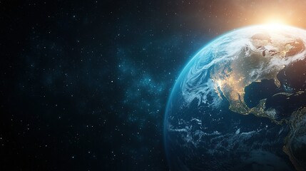 Astronaut floating in space above Earth, vibrant blue planet details, vastness of space surrounding, breathtaking view of our world