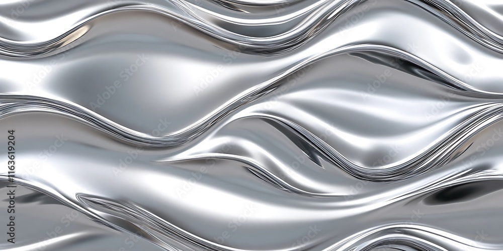 Poster textured seamless repeat pattern featuring flowing platinum silver waves for versatile design