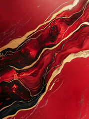 Obraz premium Abstract Art with Red, Black, and Gold Accents